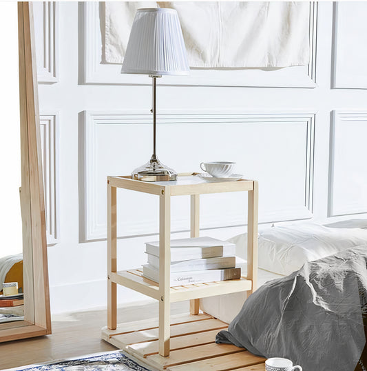 Wooden Tempered Glass Side Table