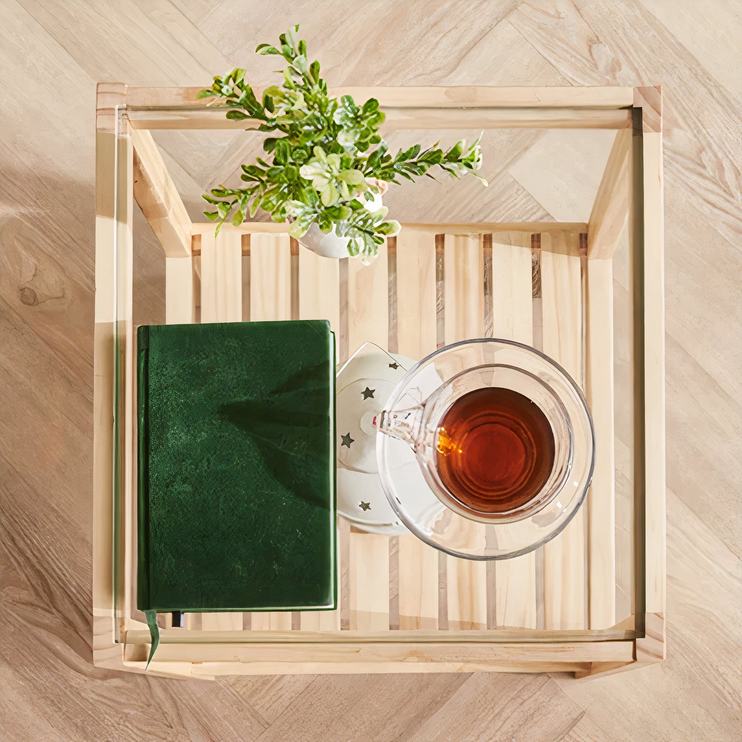 Wooden Tempered Glass Side Table