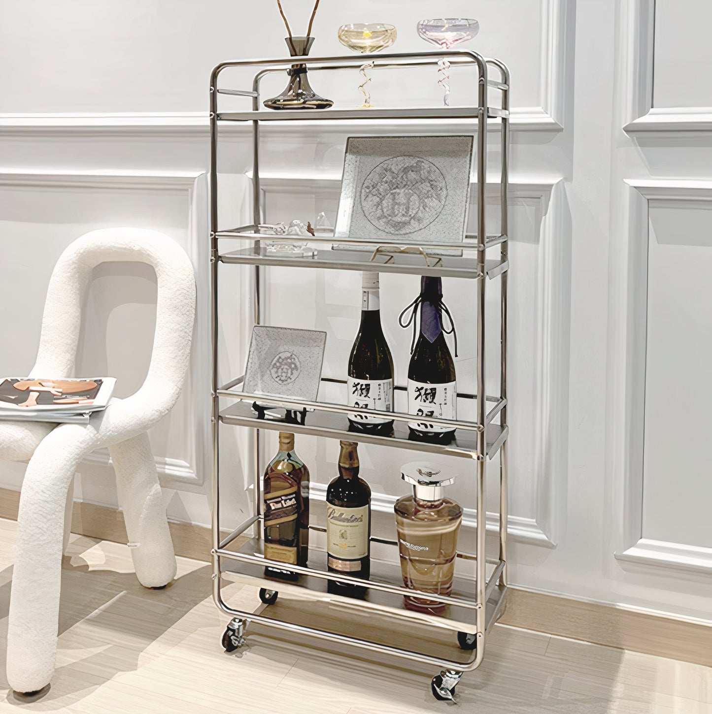 Mid-century Modern Stainless Trolley