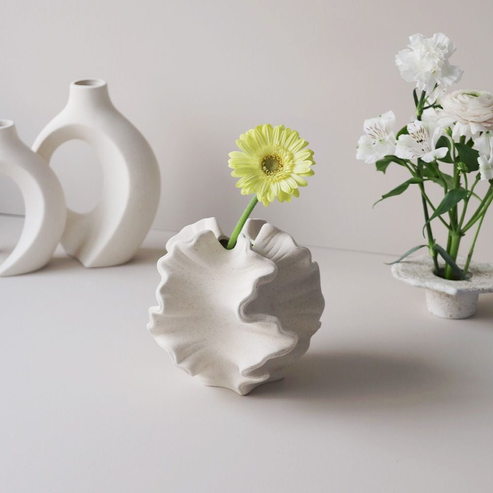 Ruffled Ceramic Vase