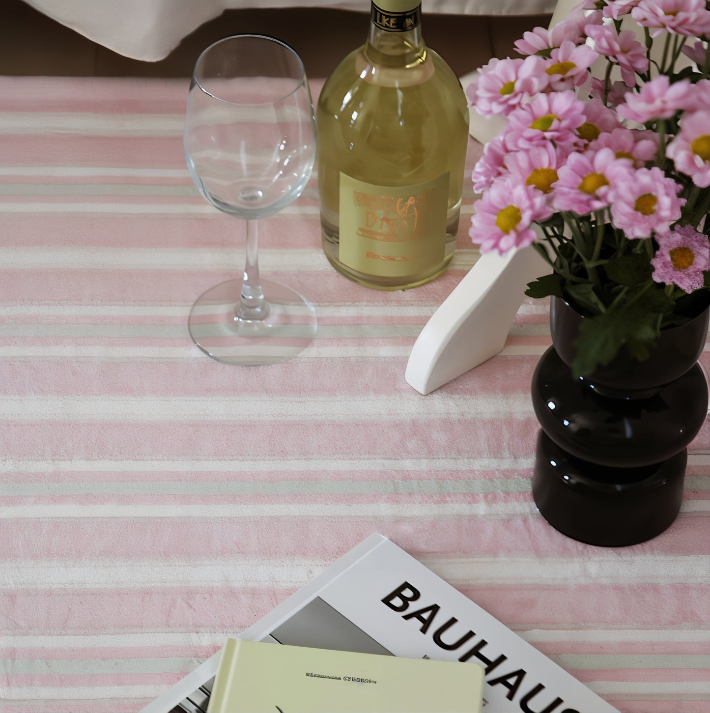 Modern Pink Stripe Microfiber Rug