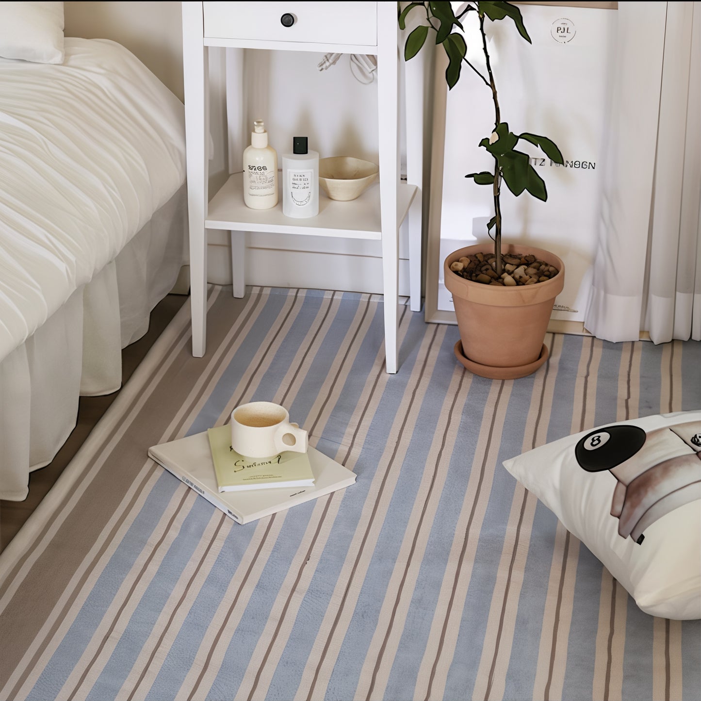 Blue Stripe Bedside Rug