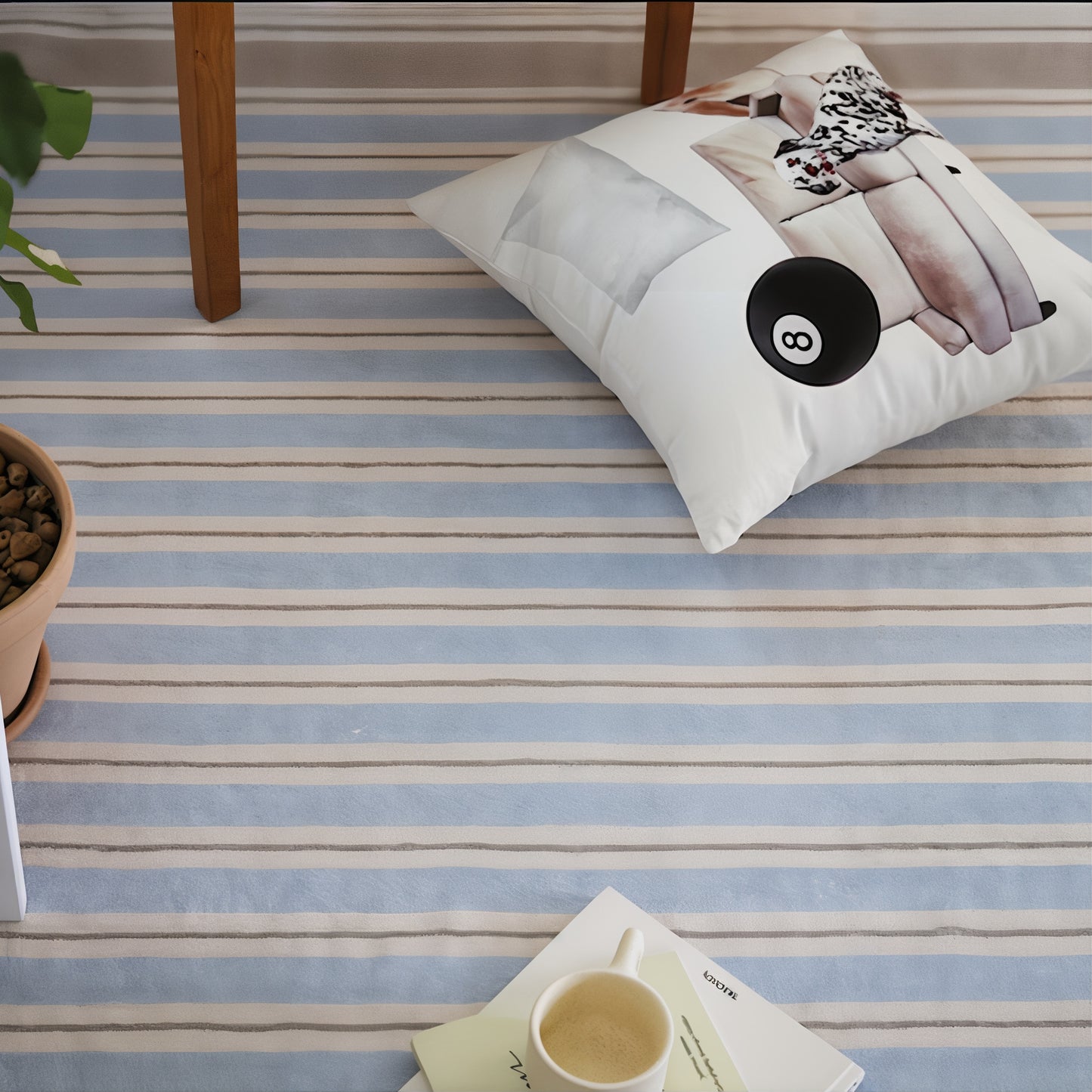 Blue Stripe Bedside Rug