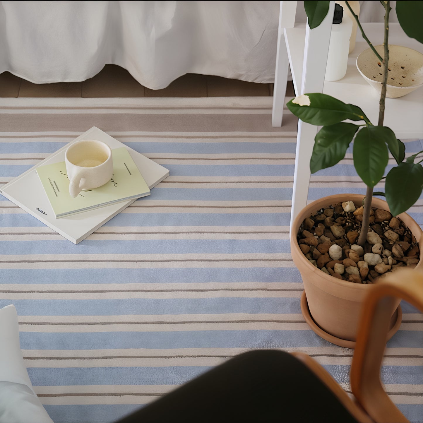 Blue Stripe Bedside Rug