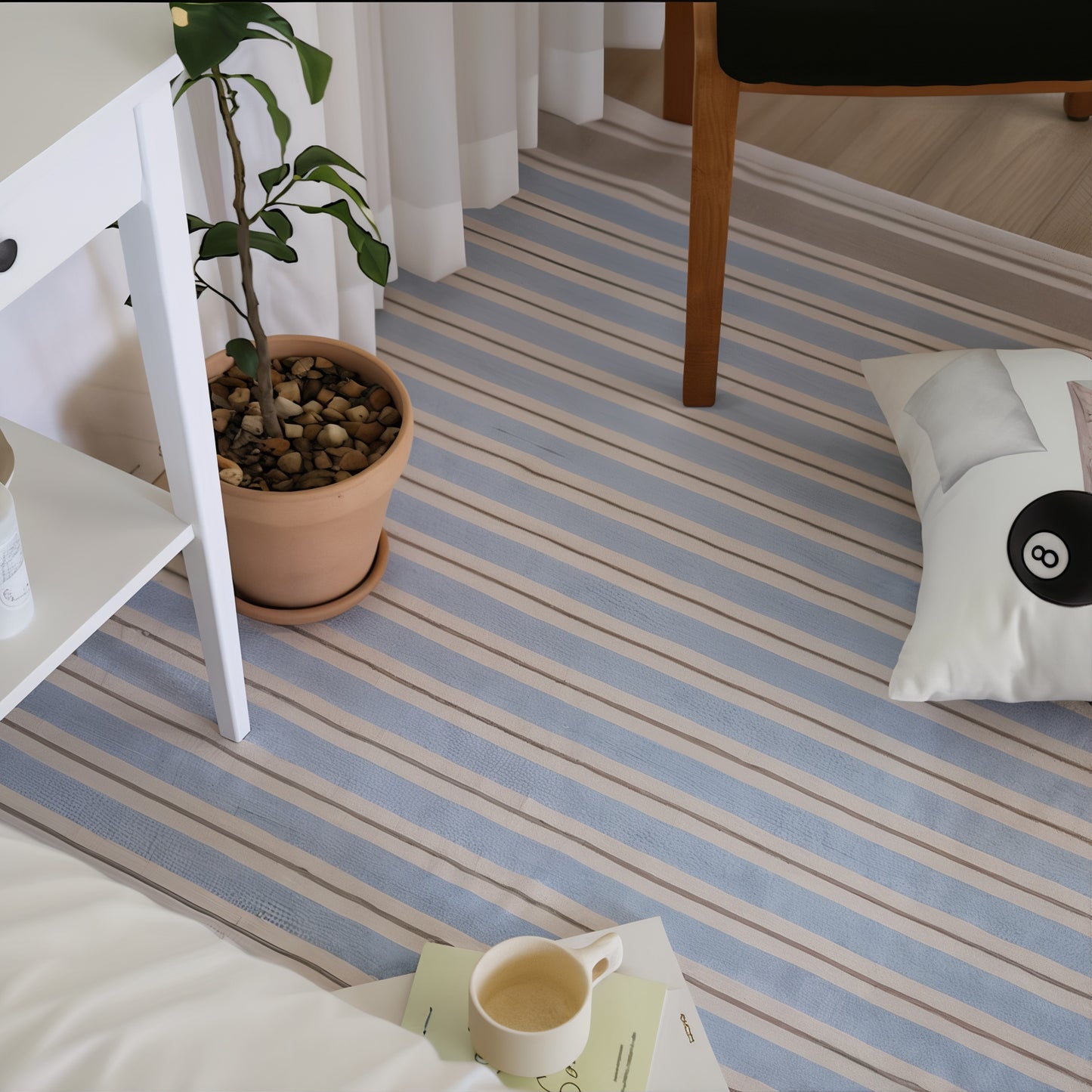 Blue Stripe Bedside Rug