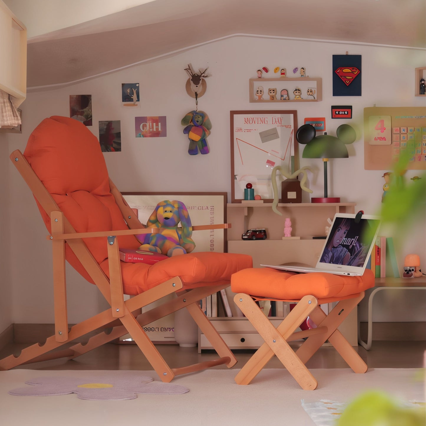Foldable Wood Recliner Chair