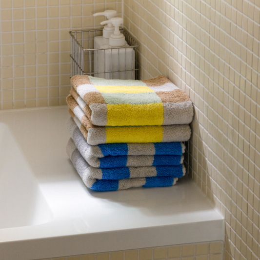 Warm Colorblock Check Hand Towel