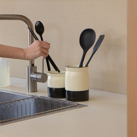 Two-Tone Self-Draining Ceramic Utensil Holders (Set of 2) - detail view