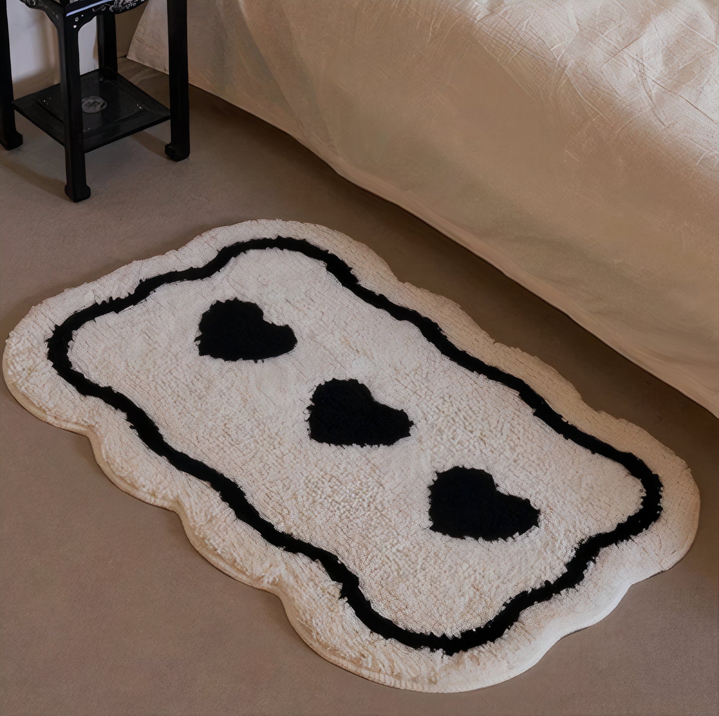Biscuit Heart Tufted Bath Mat