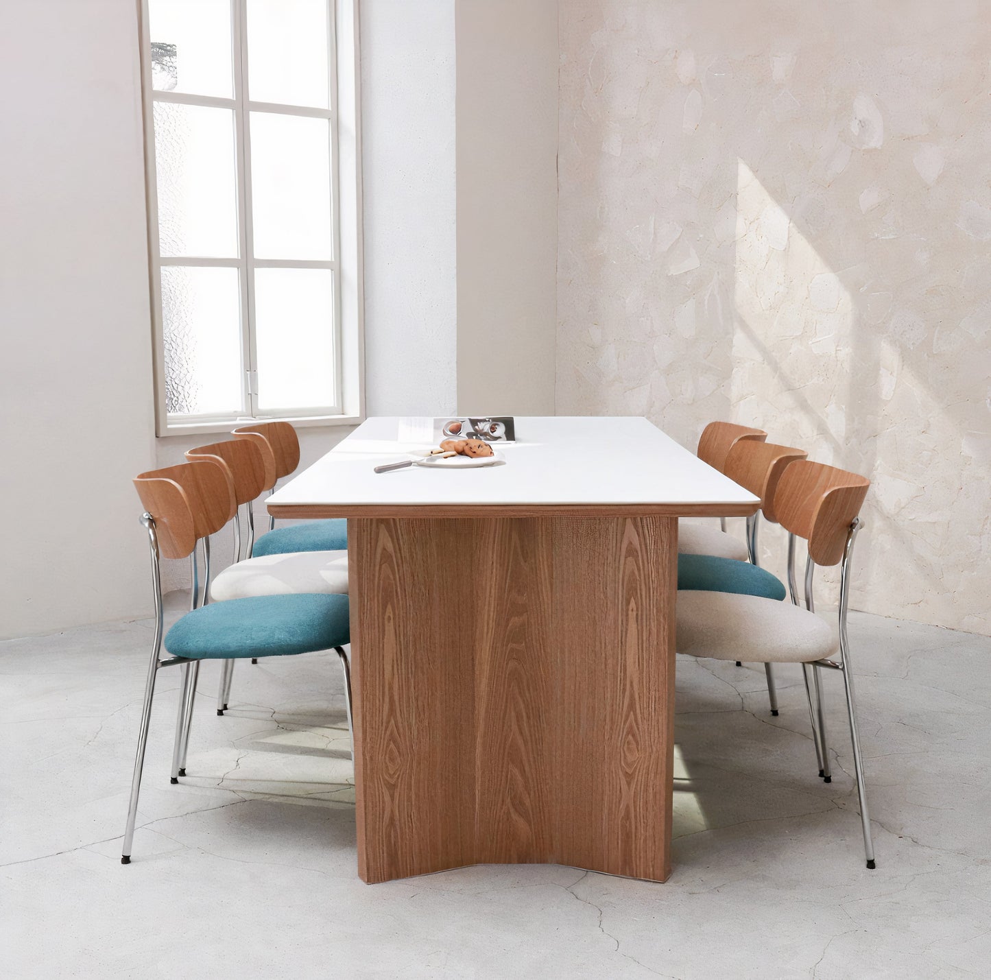 Curved Wooden Legged Dining Table