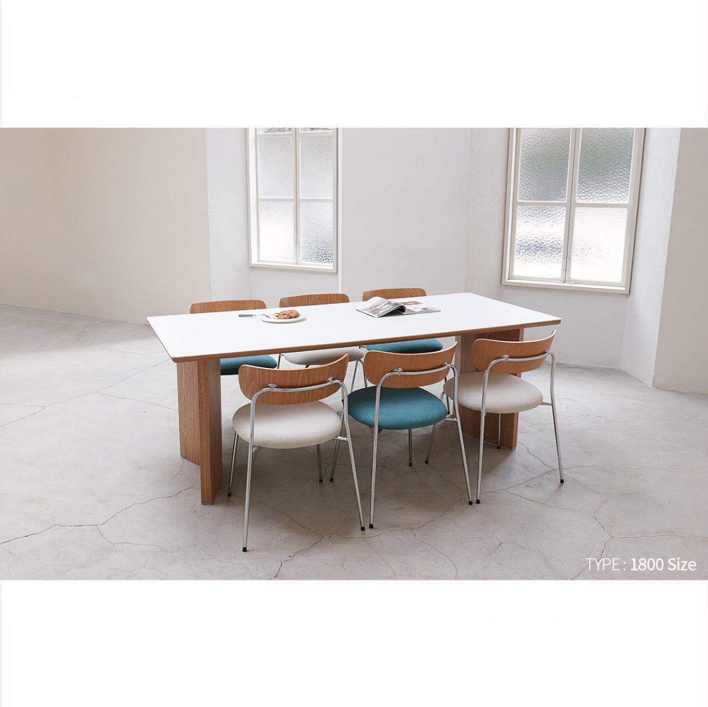 Curved Wooden Legged Dining Table