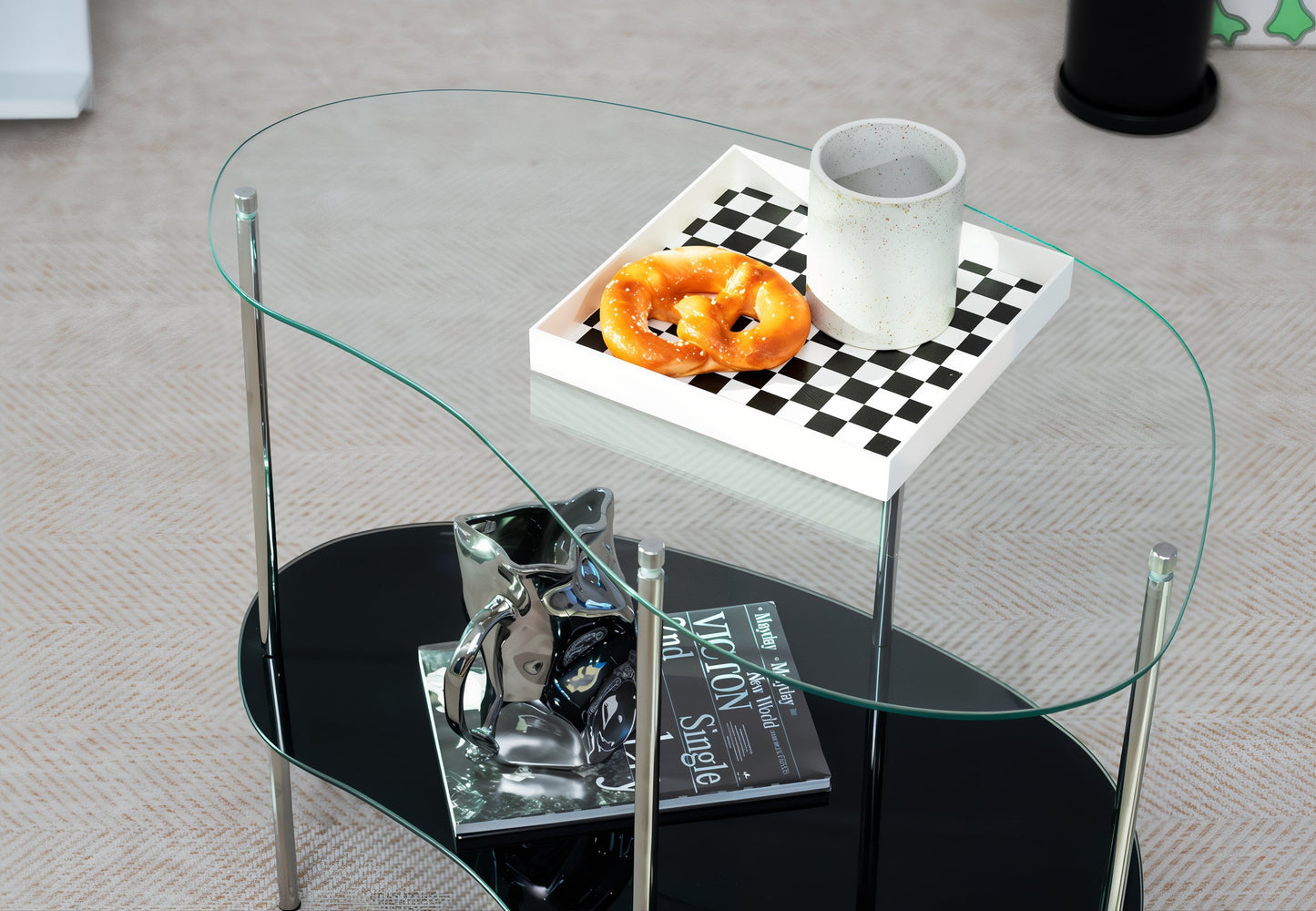 2-Tier Wavy Glass Table