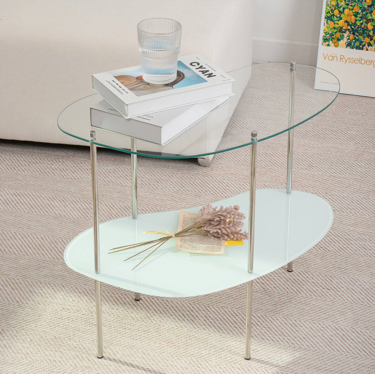 2-Tier Wavy Glass Table