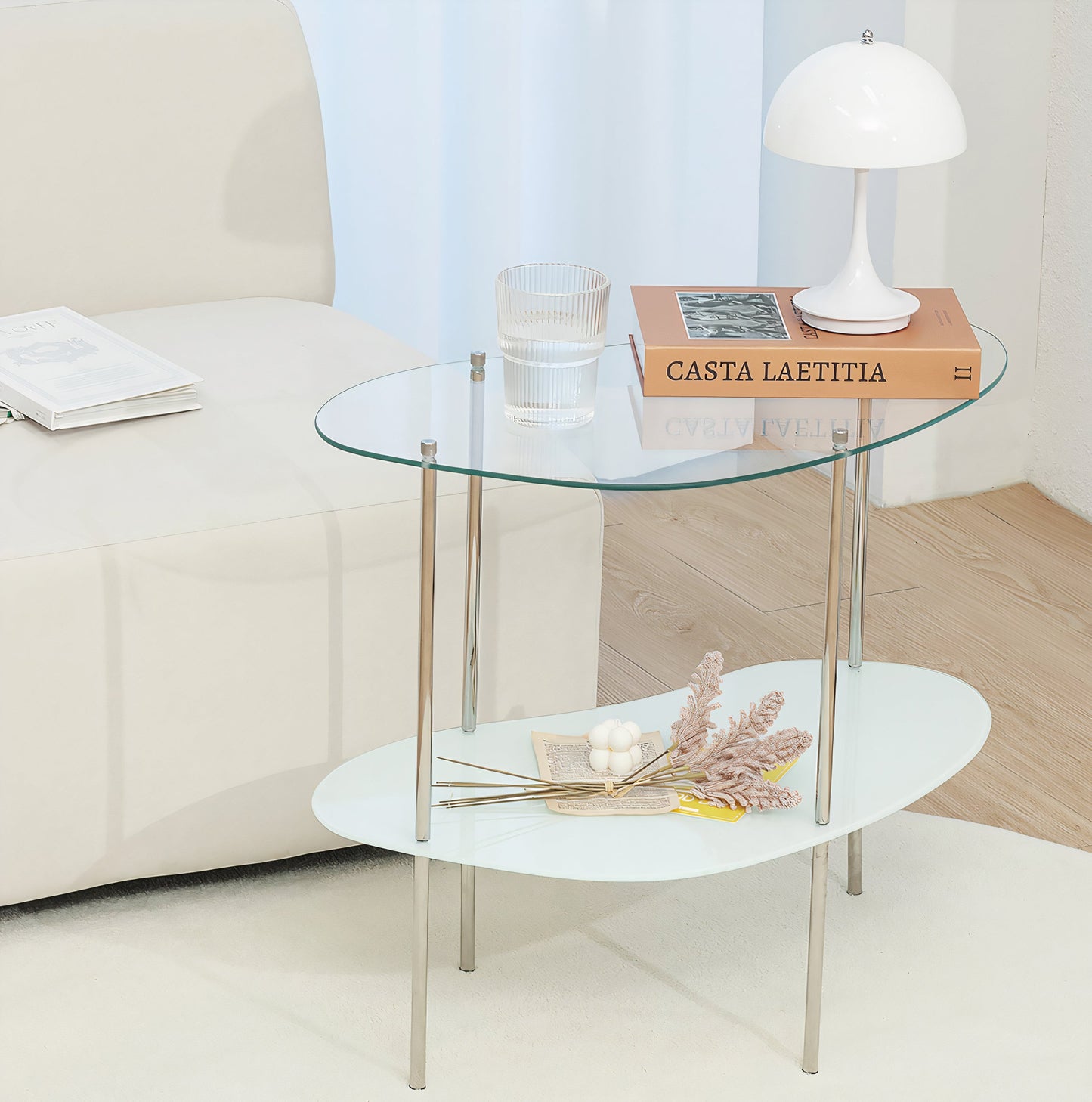 2-Tier Wavy Glass Table