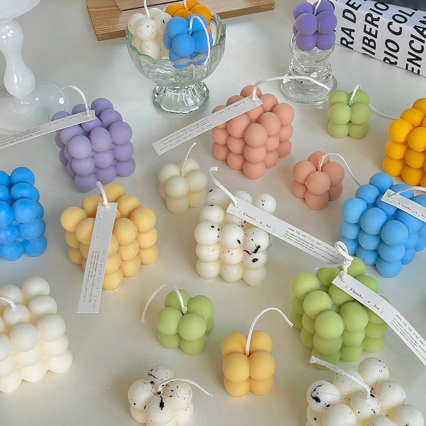 Pastel Bubble Cube Candle