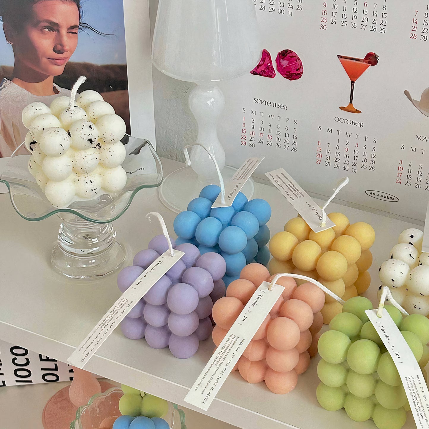 Pastel Bubble Cube Candle