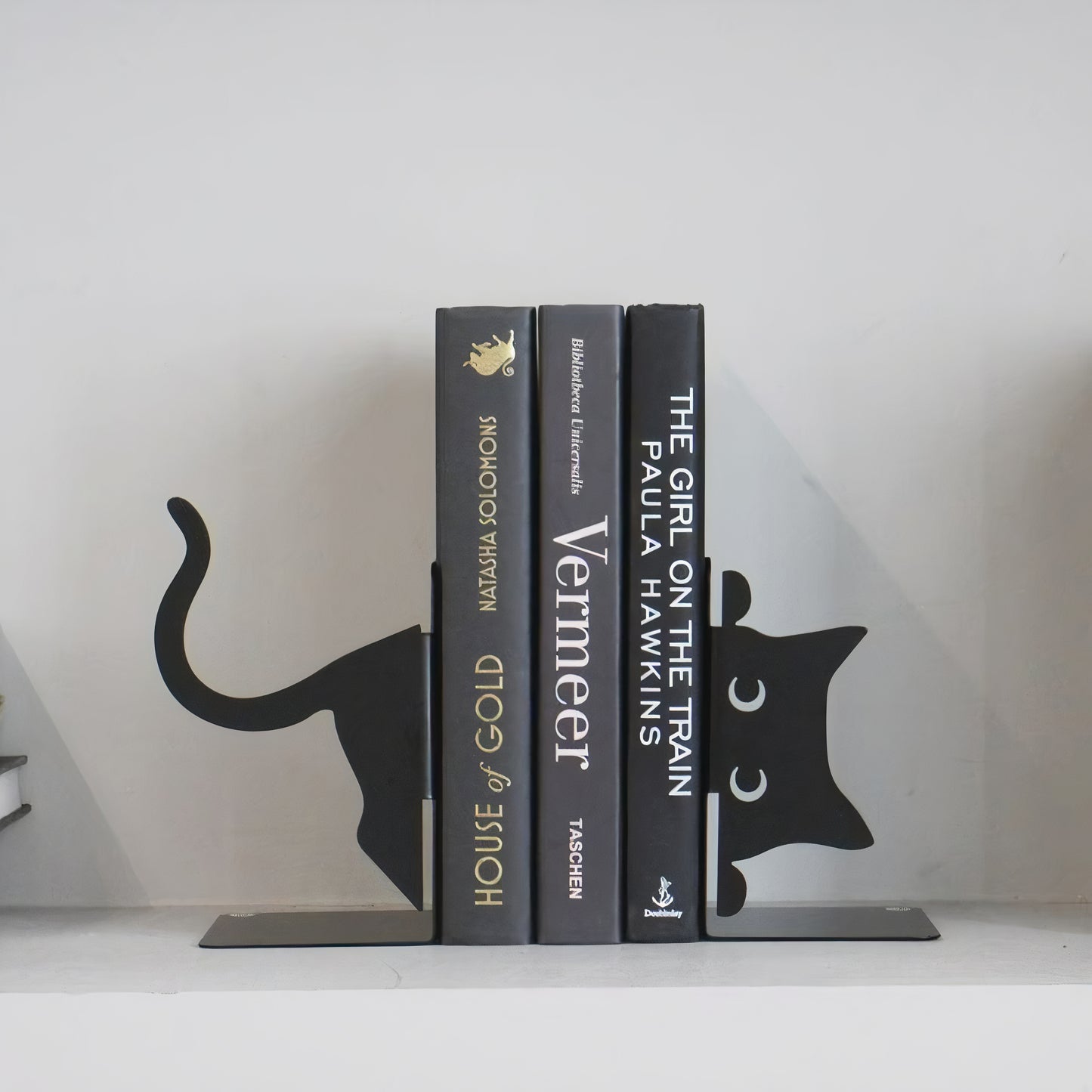 Peaking Black Cat Bookend