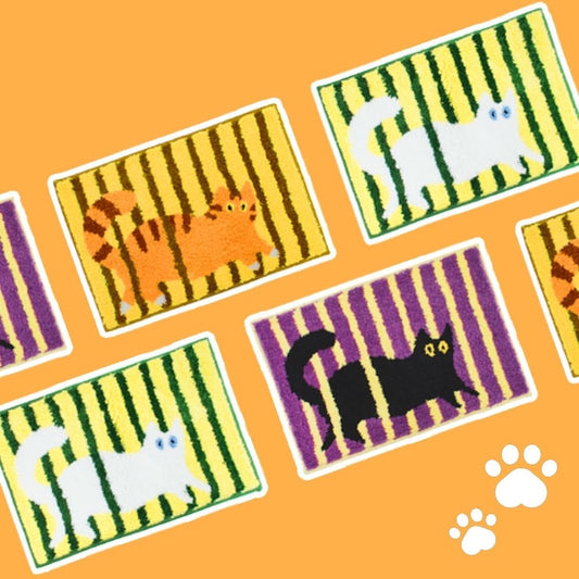 Curious Cat Tufted Accent Mat - detail view