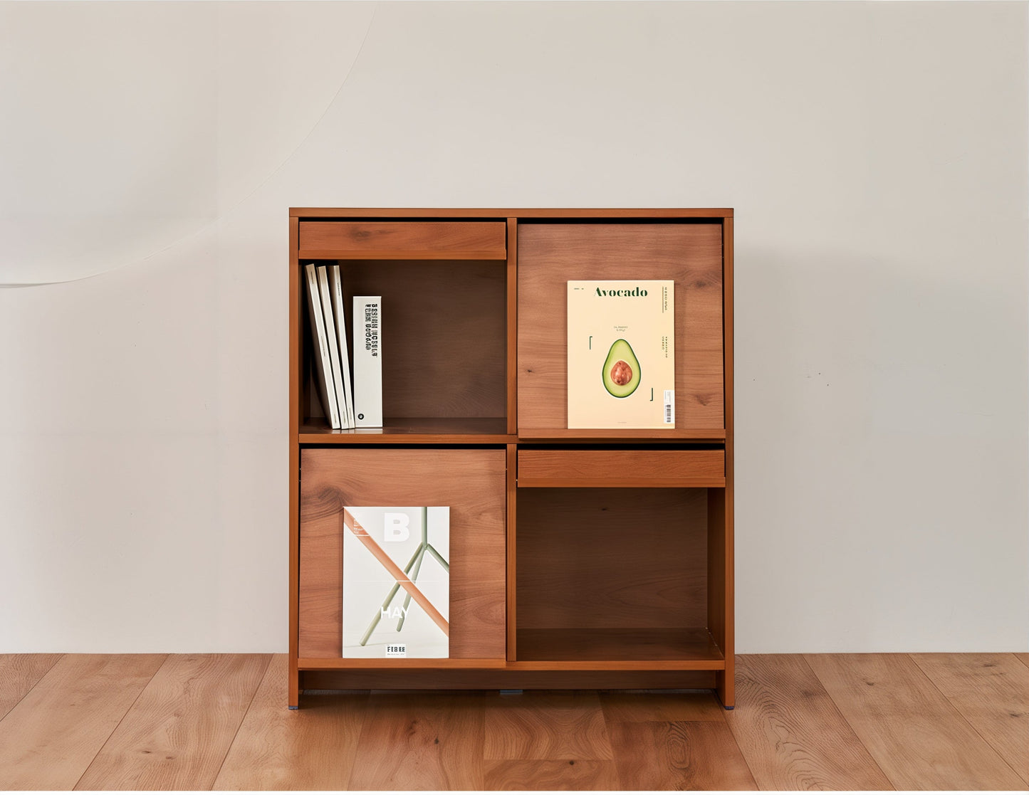 Cabinet with Flip-Up Doors and Magazine Display Panels