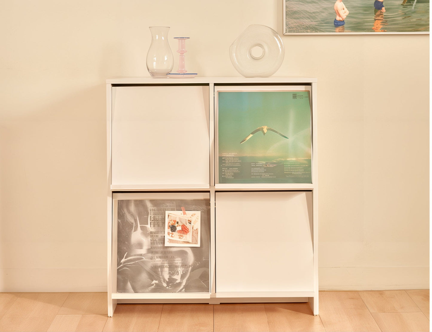 Cabinet with Flip-Up Doors and Magazine Display Panels