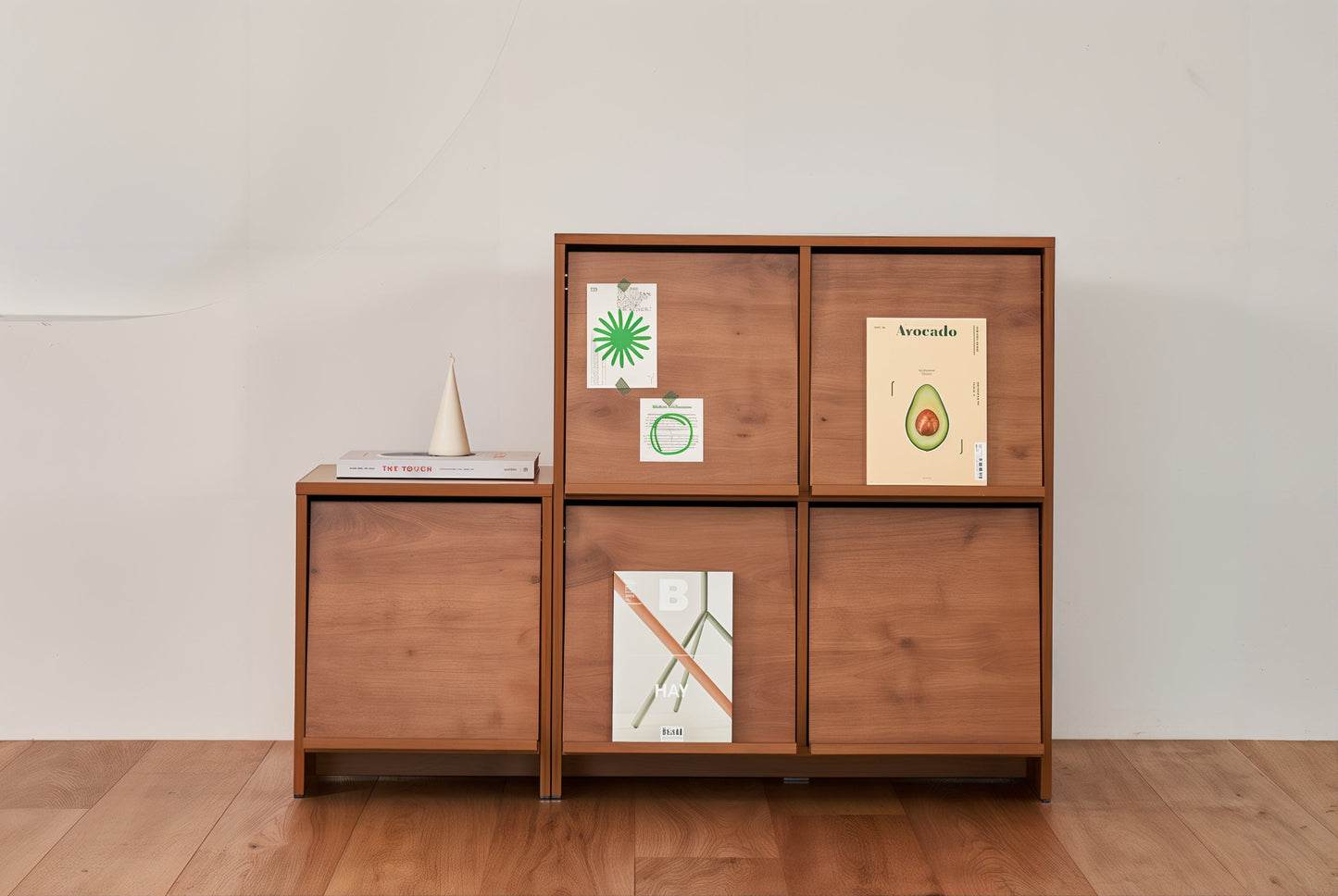 Wooden Bedside Table with Front Magazine Rack