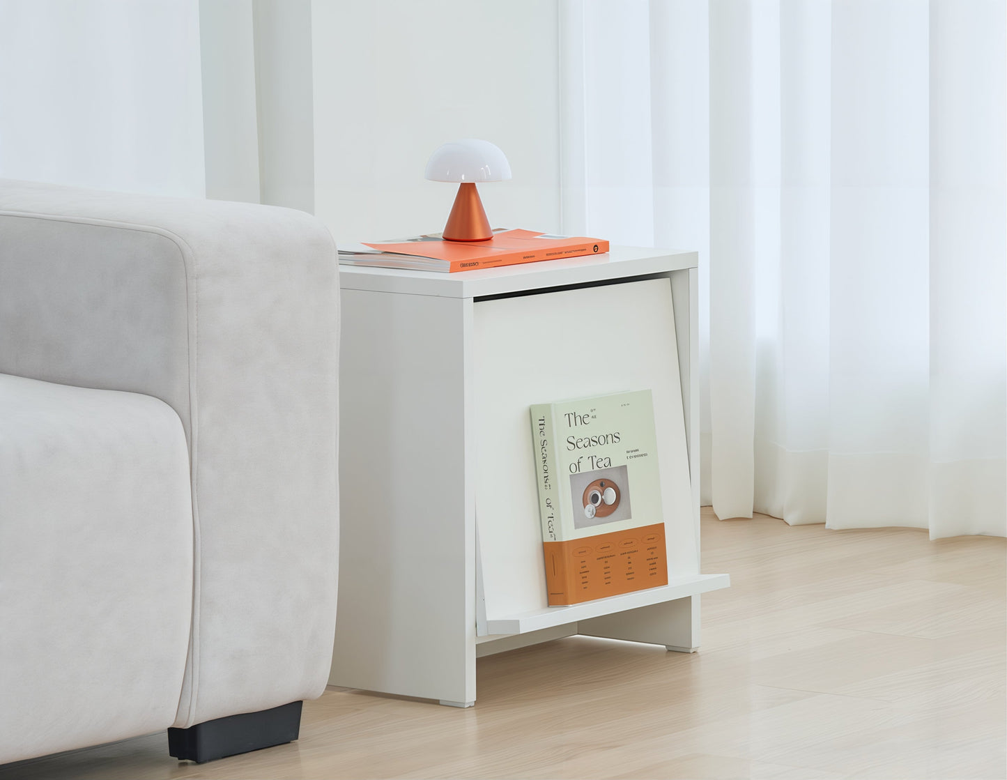 Wooden Bedside Table with Front Magazine Rack
