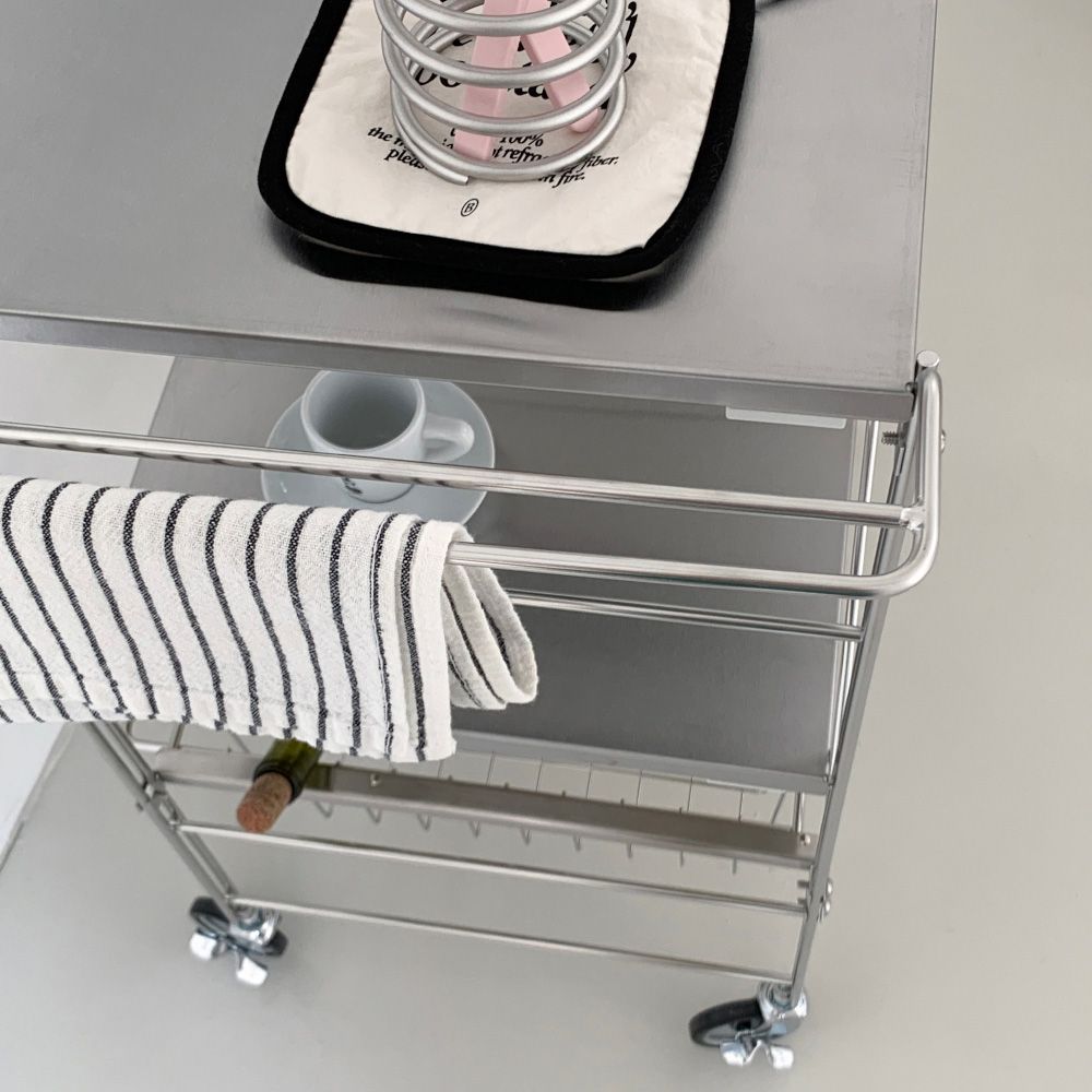 Flat Stainless Steel 3-Tier Trolley Wagon