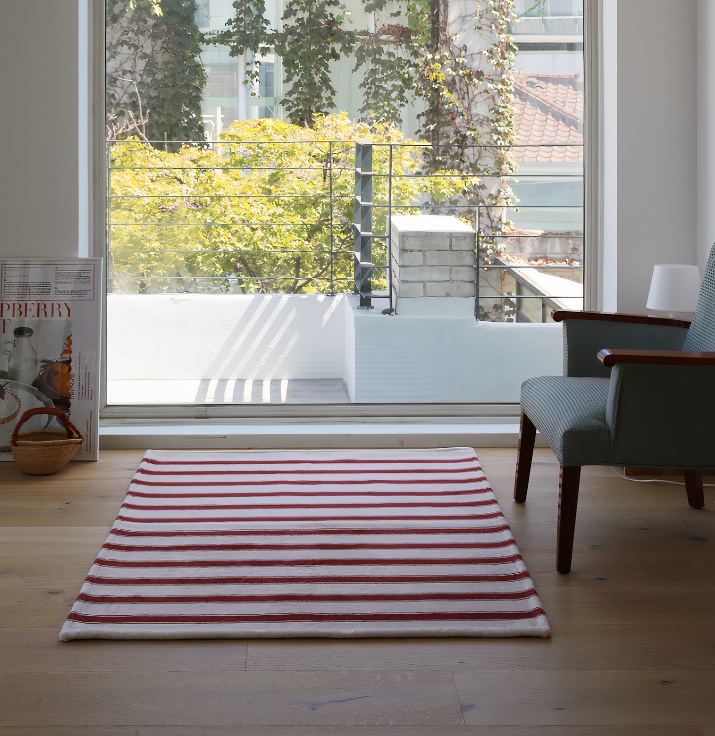 Red Stripe Pattern Rug