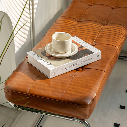Buttoned Leather Bench