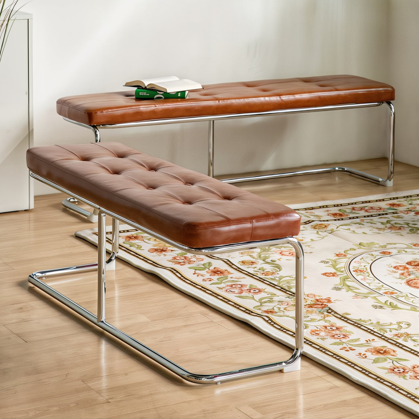 Buttoned Leather Bench