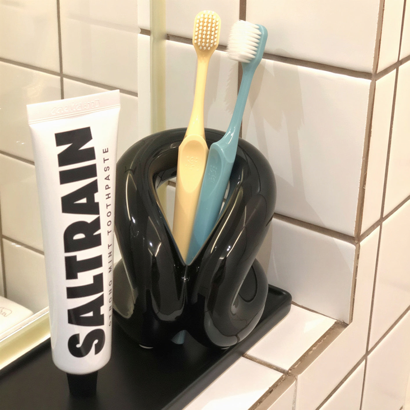 Ceramic Toothbrush Holder and Tray Set
