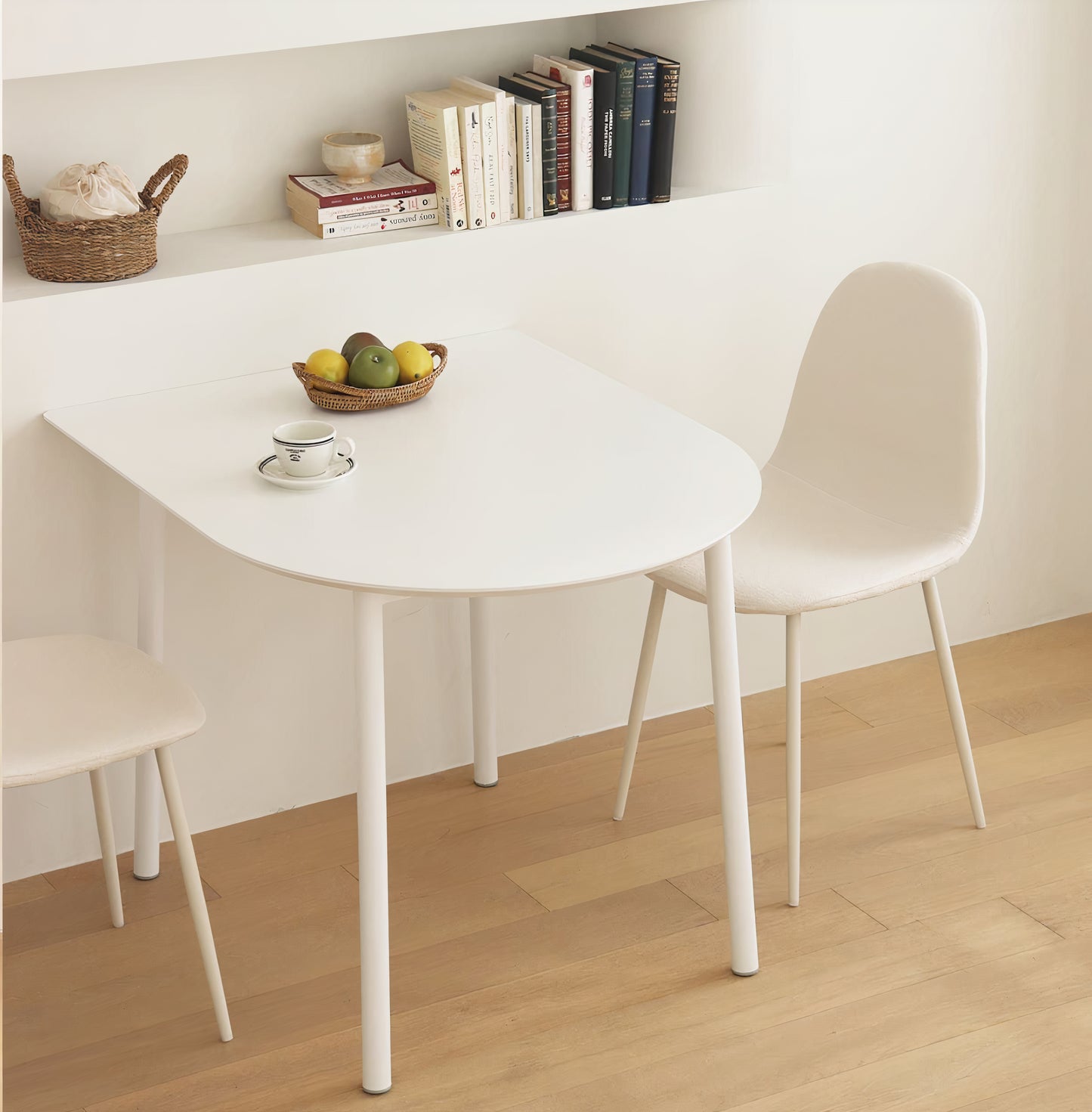 Half-Round White Laminate Dining Table