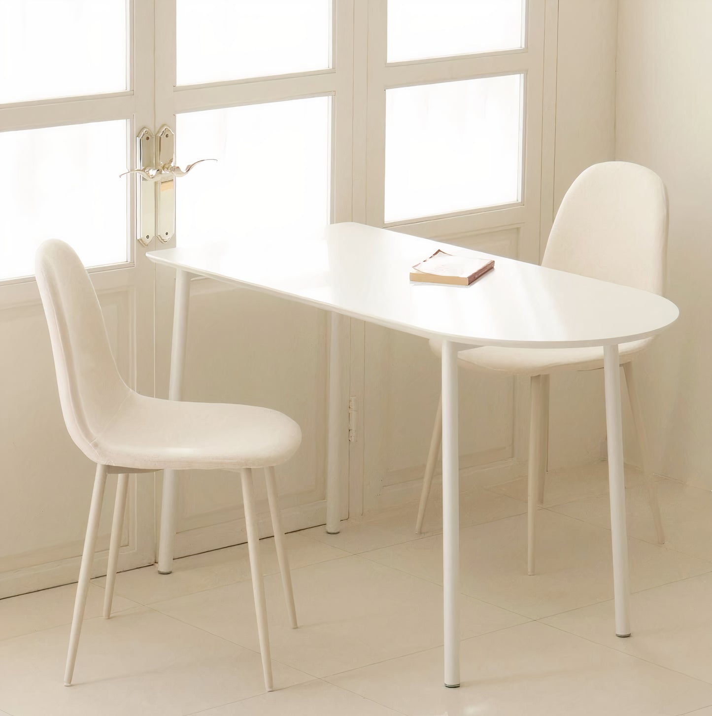 Half-Round White Laminate Dining Table