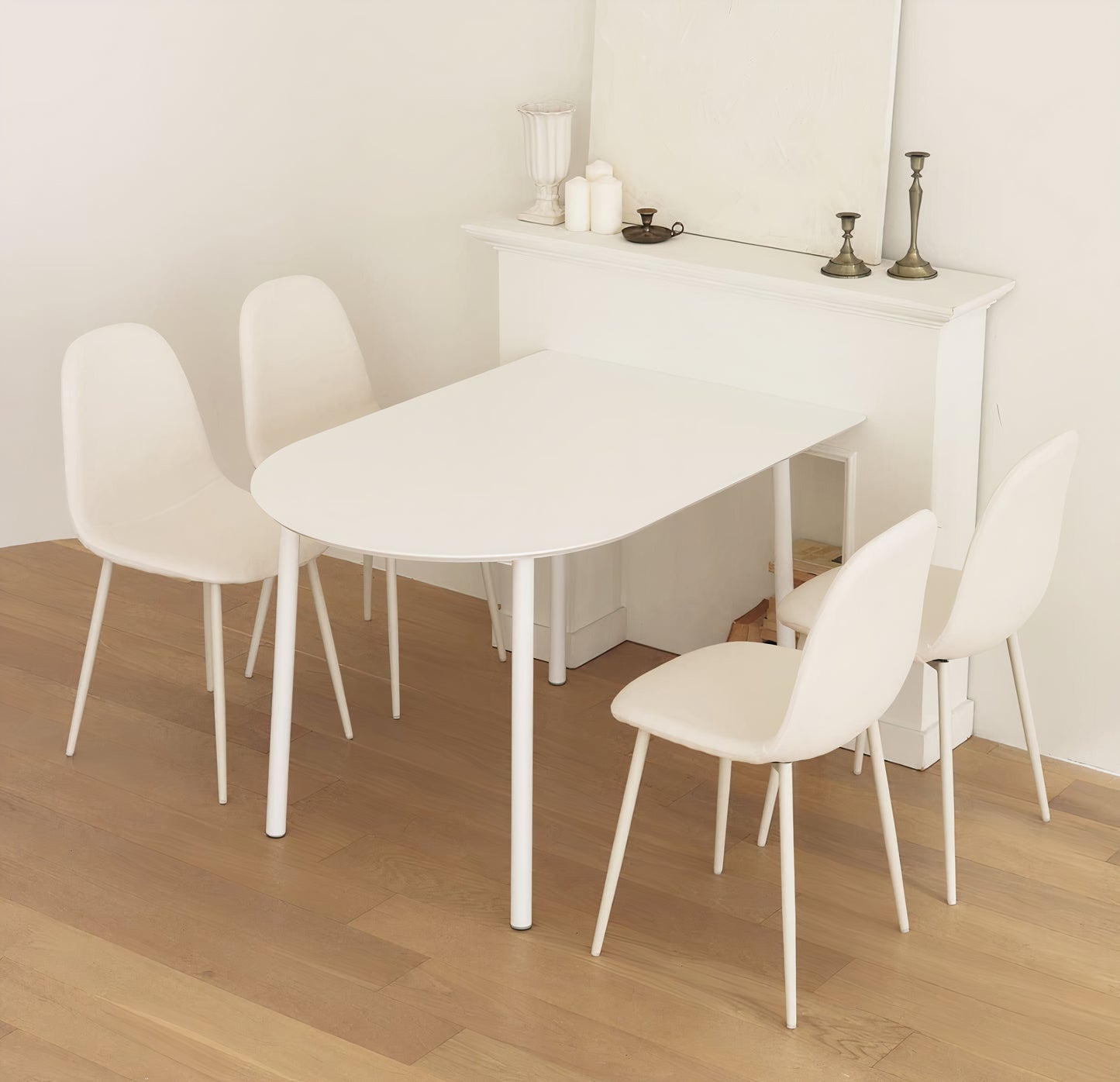 Half-Round White Laminate Dining Table