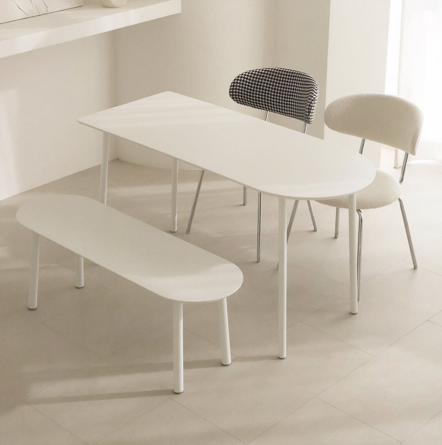 Half-Round White Laminate Dining Table
