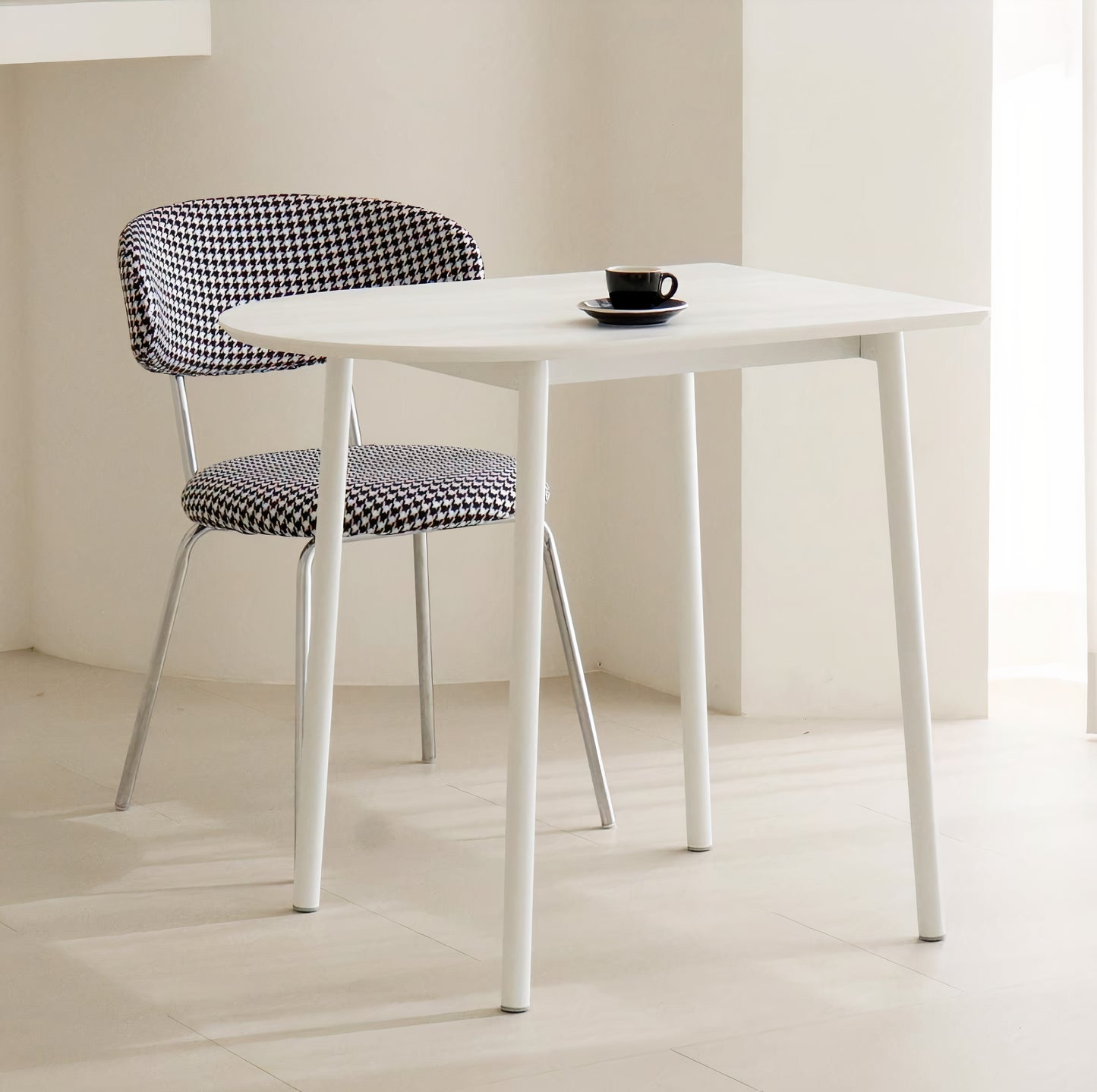 Half-Round White Laminate Dining Table