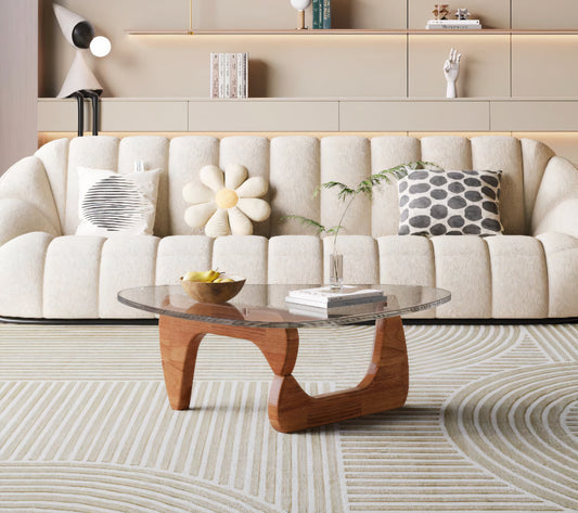 Wood Bridge Glass Table