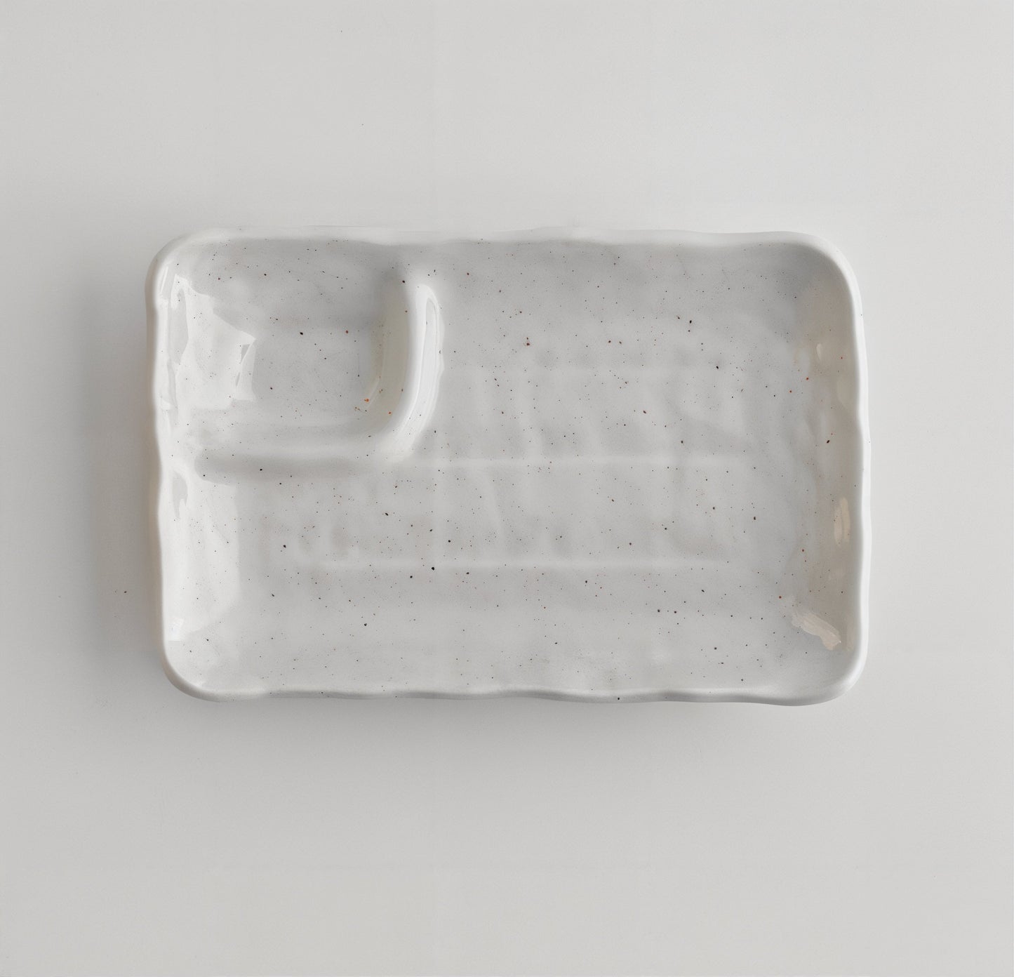 Oatmeal Glaze Divided Plate