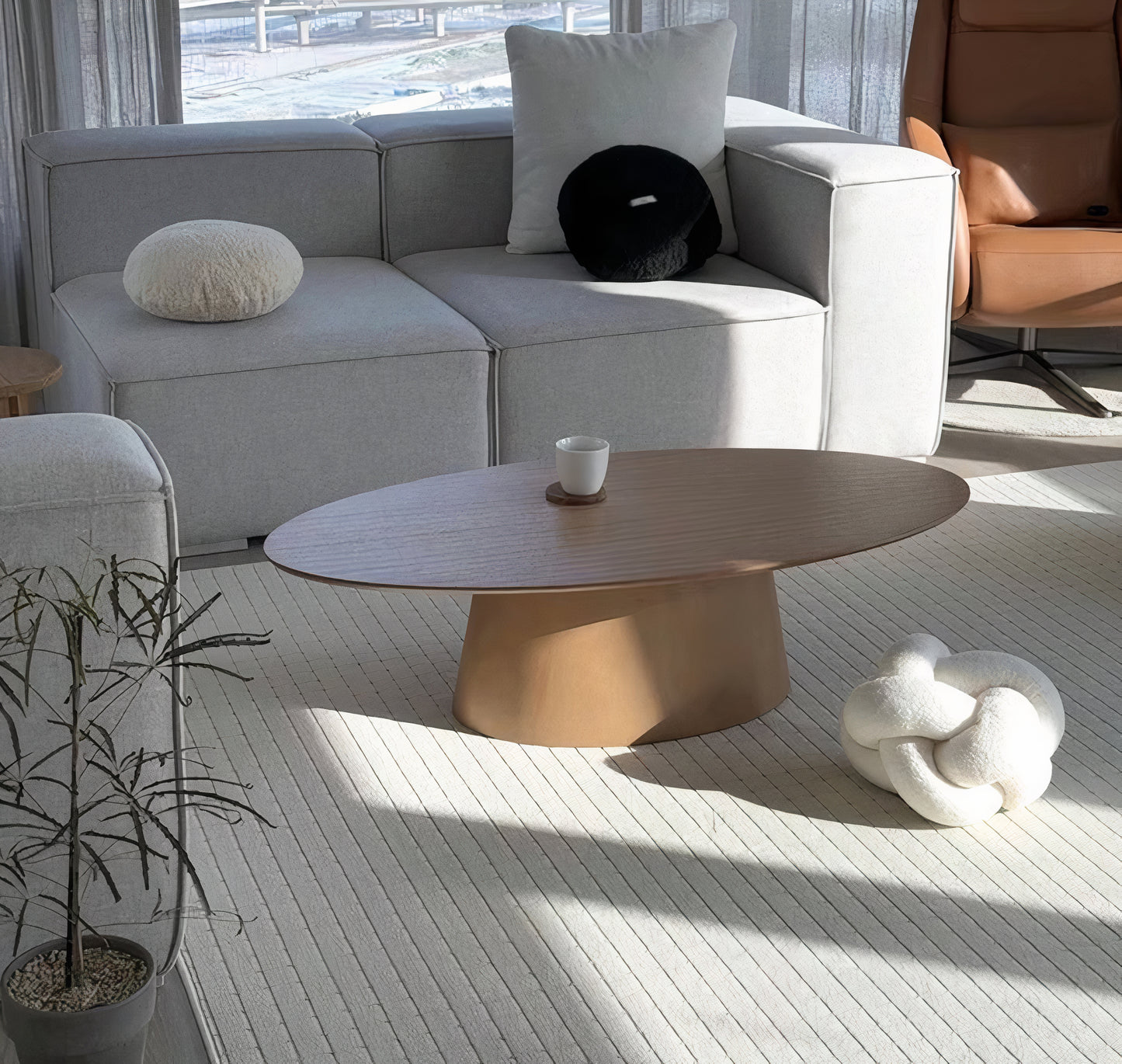 Wood Oval Coffee Table