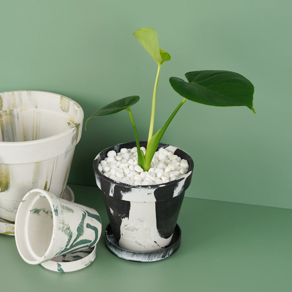 Marbled Plastic Flowerpot
