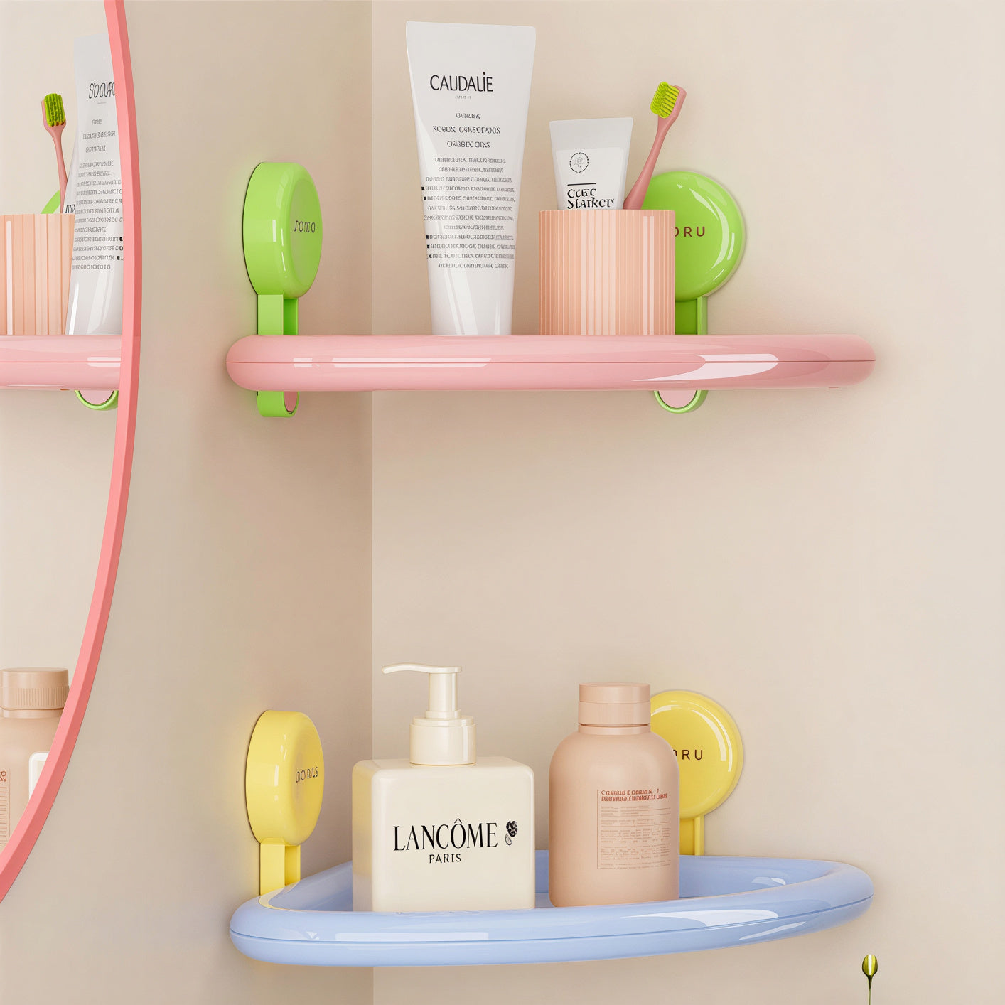 No-Drill Pastel Bathroom Storage Shelf