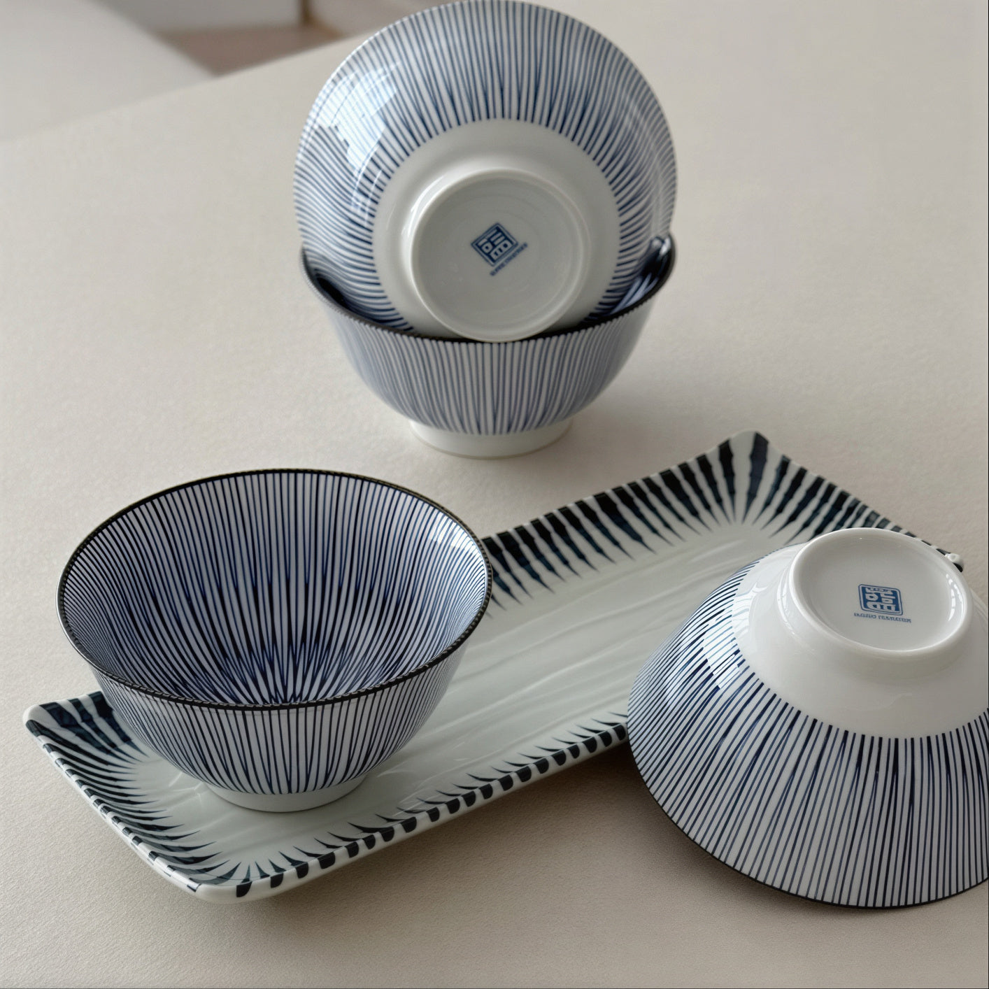 Soft Blue Japanese Table Set for 2 (10-Piece)