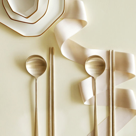 Notdam Moon Curve Brass Cutlery Set of 2