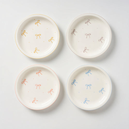 ON Pastel Ribbon Dessert Plate Set (4-Piece)