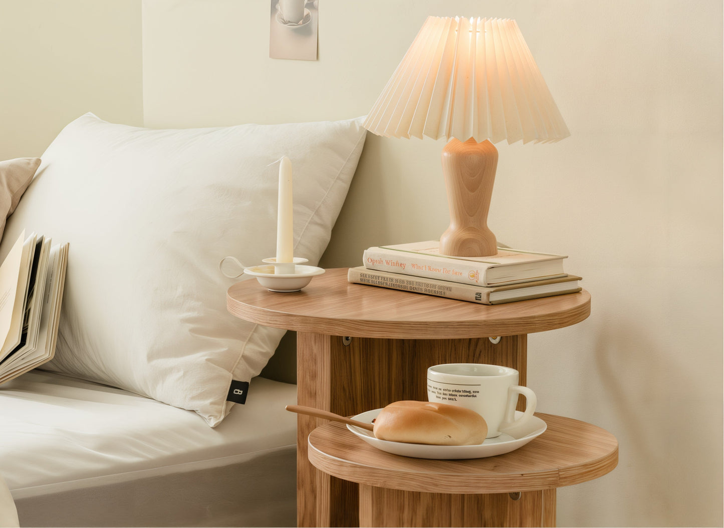 Wood Round Side Table