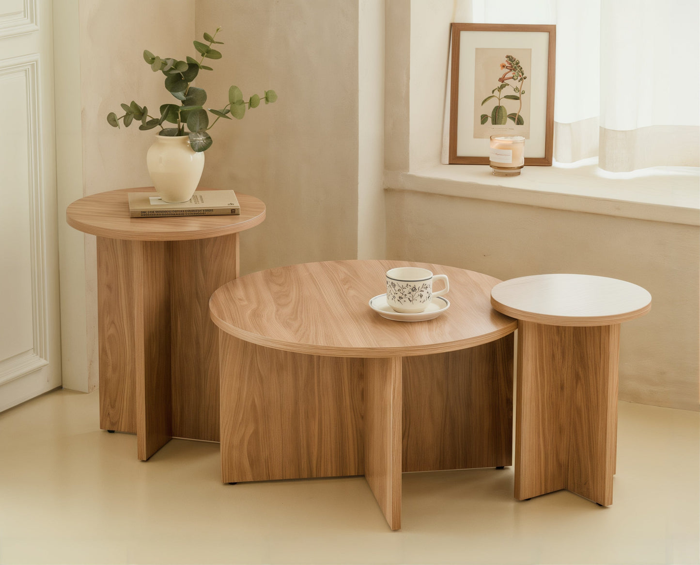 Wood Round Side Table