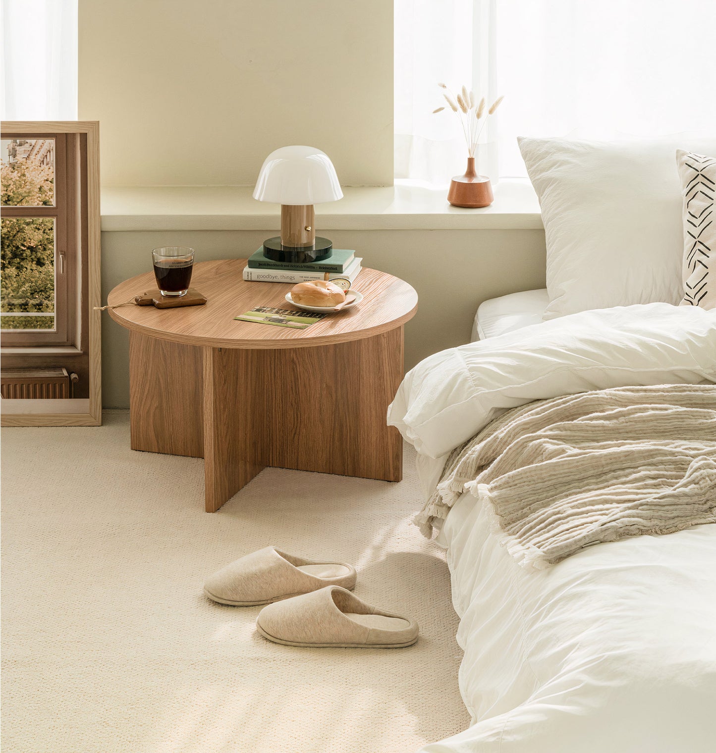 Wood Round Side Table