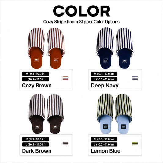 Cozy Stripe Indoor Slipper Set (2-Pair)