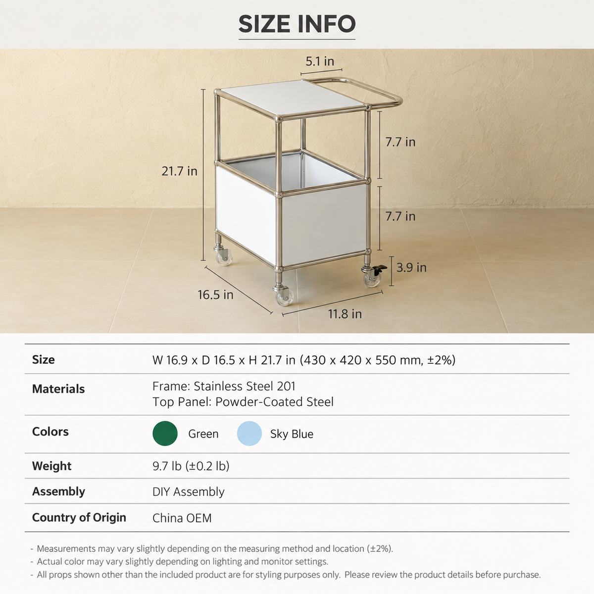 Ink Cube Modern Rolling Bar Cart