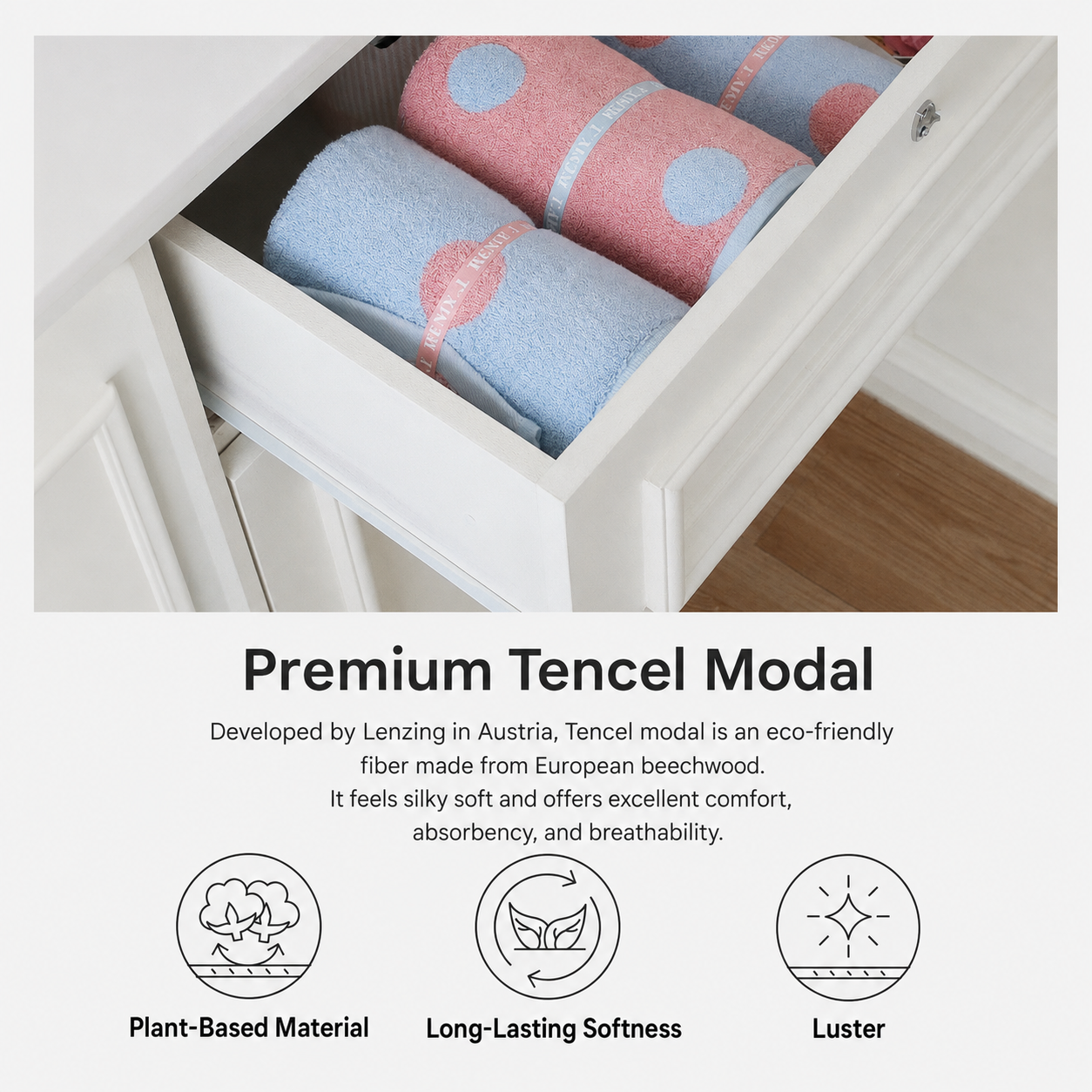 Dot Cotton Candy Modal Tencel Banded Towel Set (5-Piece)